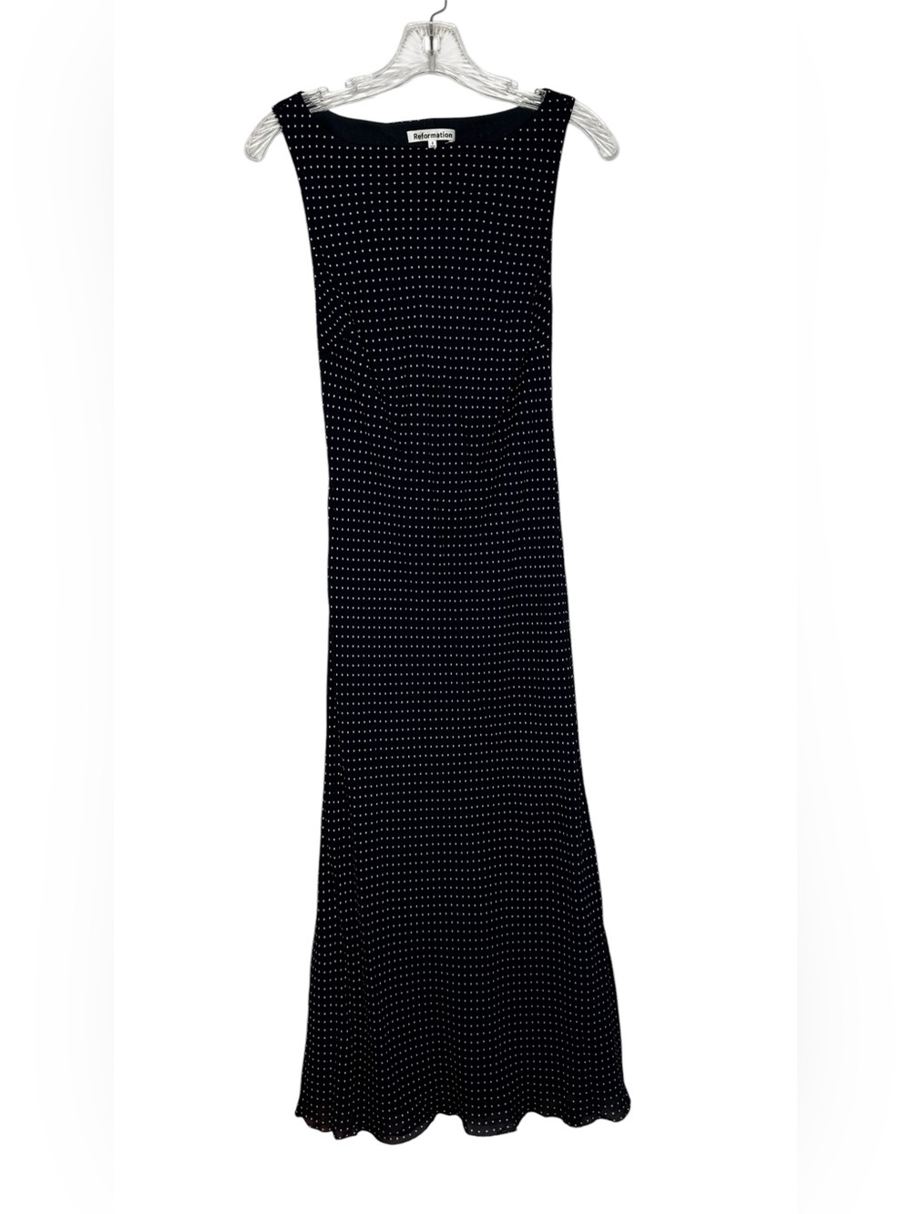 Reformation Navy White Polka Dot Sleeveless Maxi Dress Size S